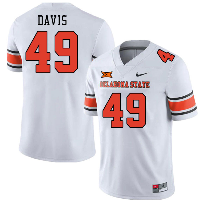 Men #49 Dylan Davis Oklahoma State Cowboys College Football Jerseys Stitched-White - Click Image to Close